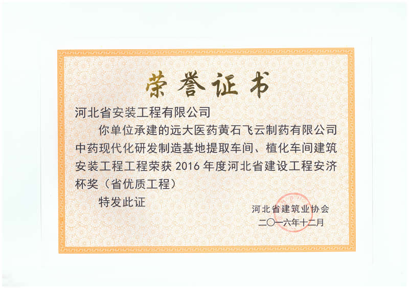 遠(yuǎn)大醫(yī)藥黃石項目——2016省優(yōu)
