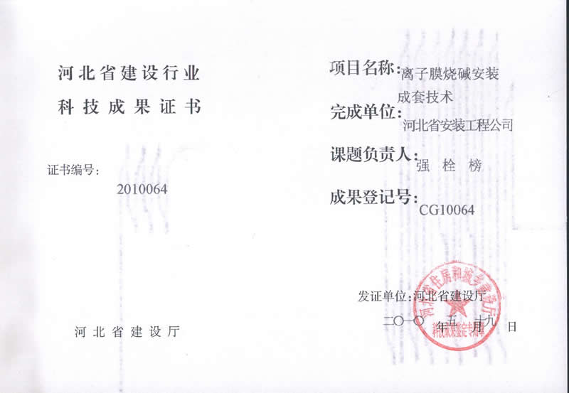 CG10064離子膜燒堿安裝成套技術